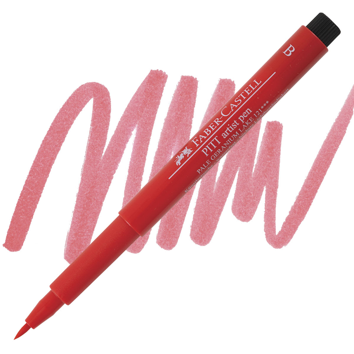 Faber-Castell Pitt Artist Pen - Pale Geranium, Brush Nib pen and swatch