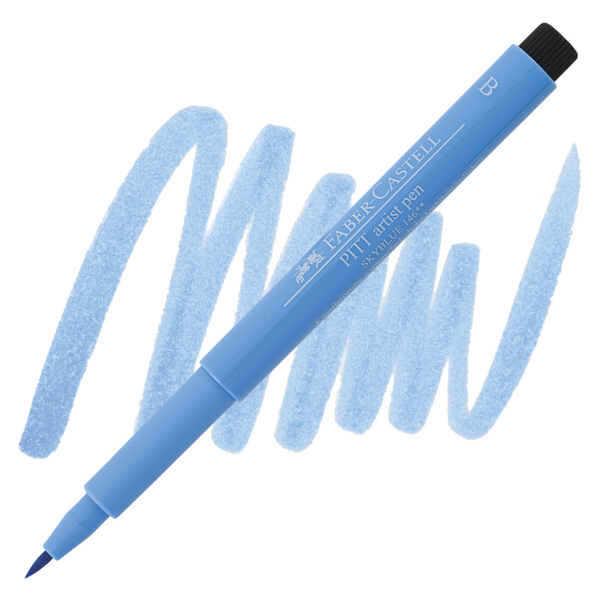 Faber-Castell Pitt Artist Pen - Sky Blue, Brush Nib pen and swatch