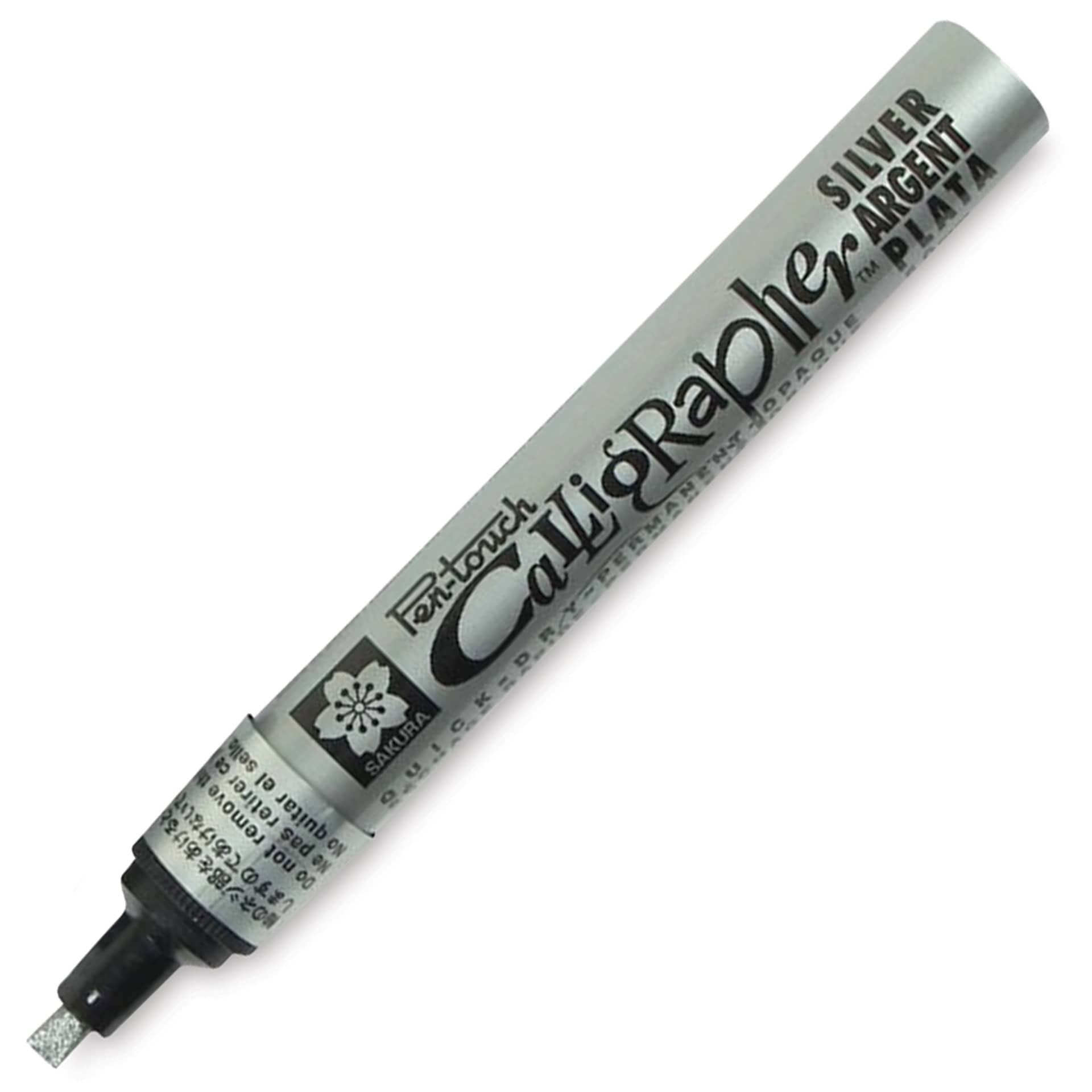 Sakura Pen Touch Calligrapher Pen - Medium Point, 5 mm, Metallic Silver