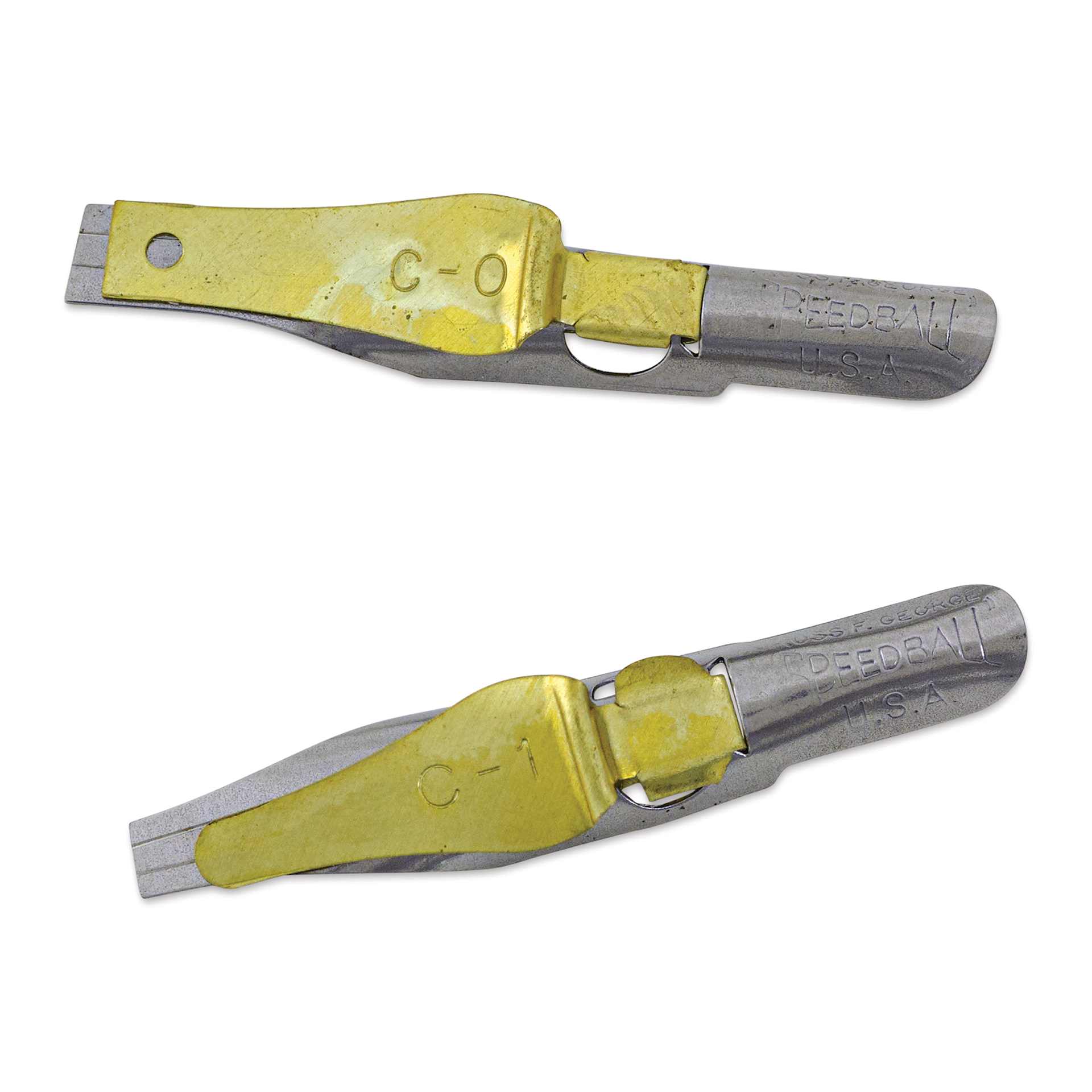 Speedball Broad Edge C-Series Flat Calligraphy Nibs - C0 and C1, out of the packaging