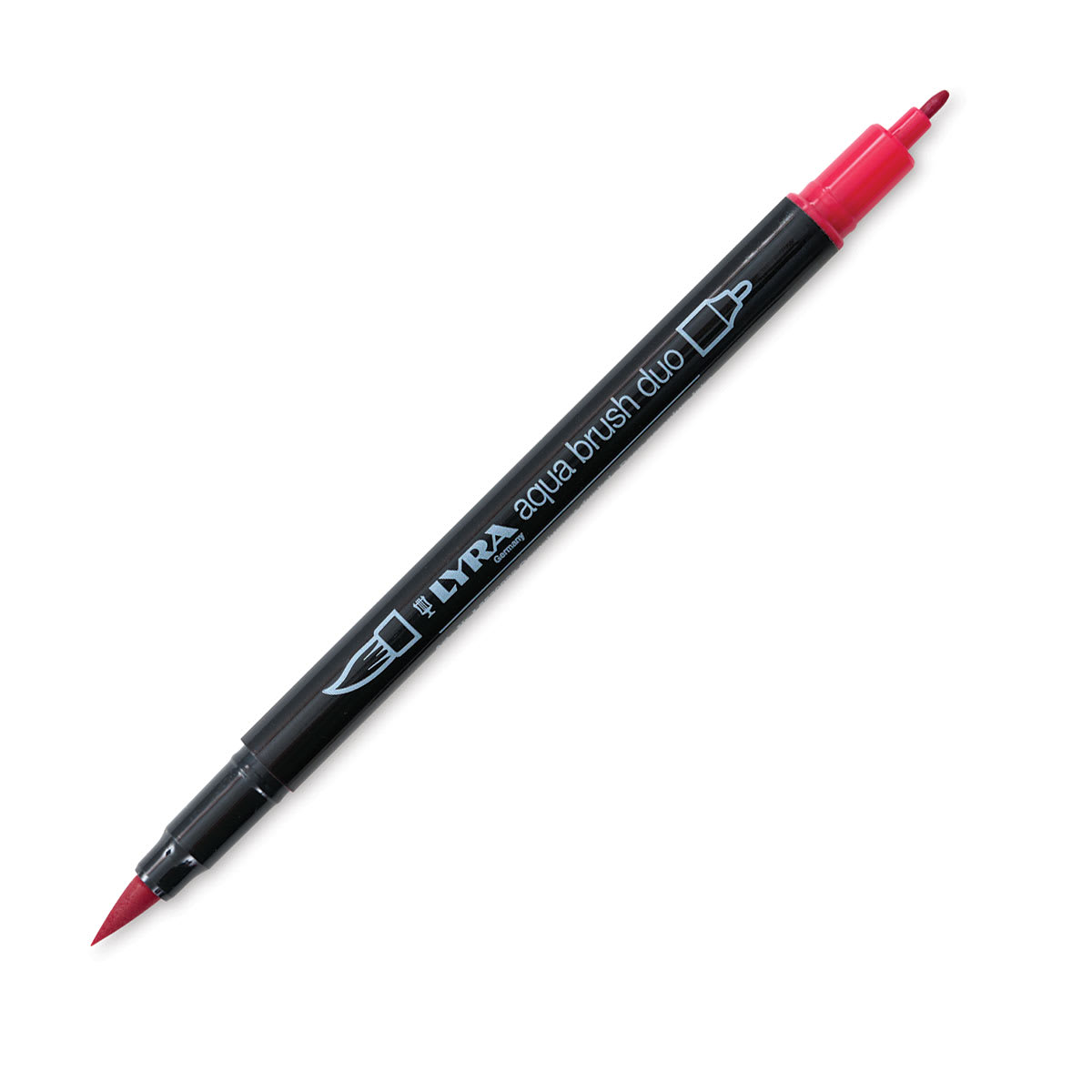 Lyra Aqua Brush Duo Marker - Deep Geranium Lake 022 (with caps off)