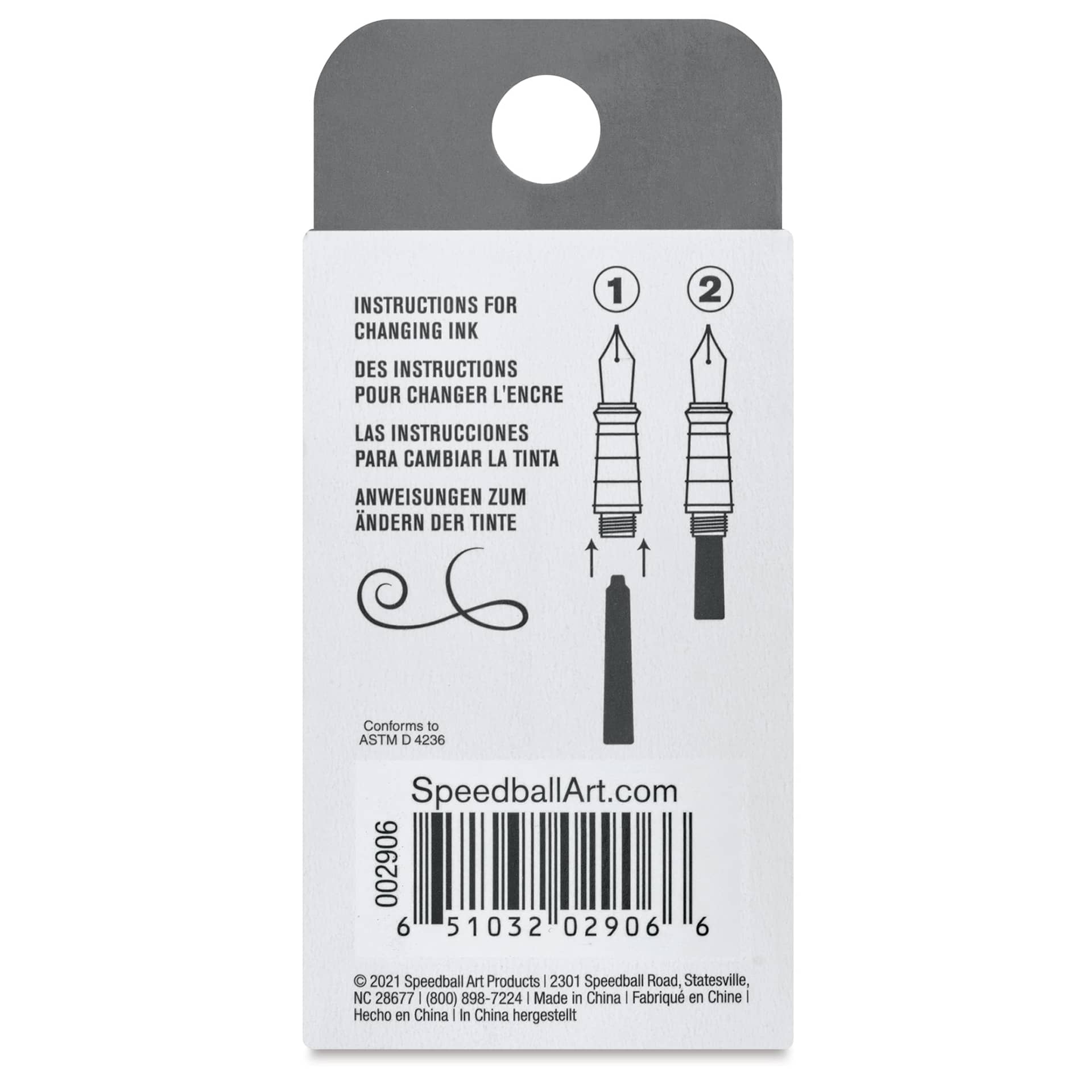 Speedball Calligraphy Fountain Pen Refills - Assorted Colors, Set of 10 back of package
