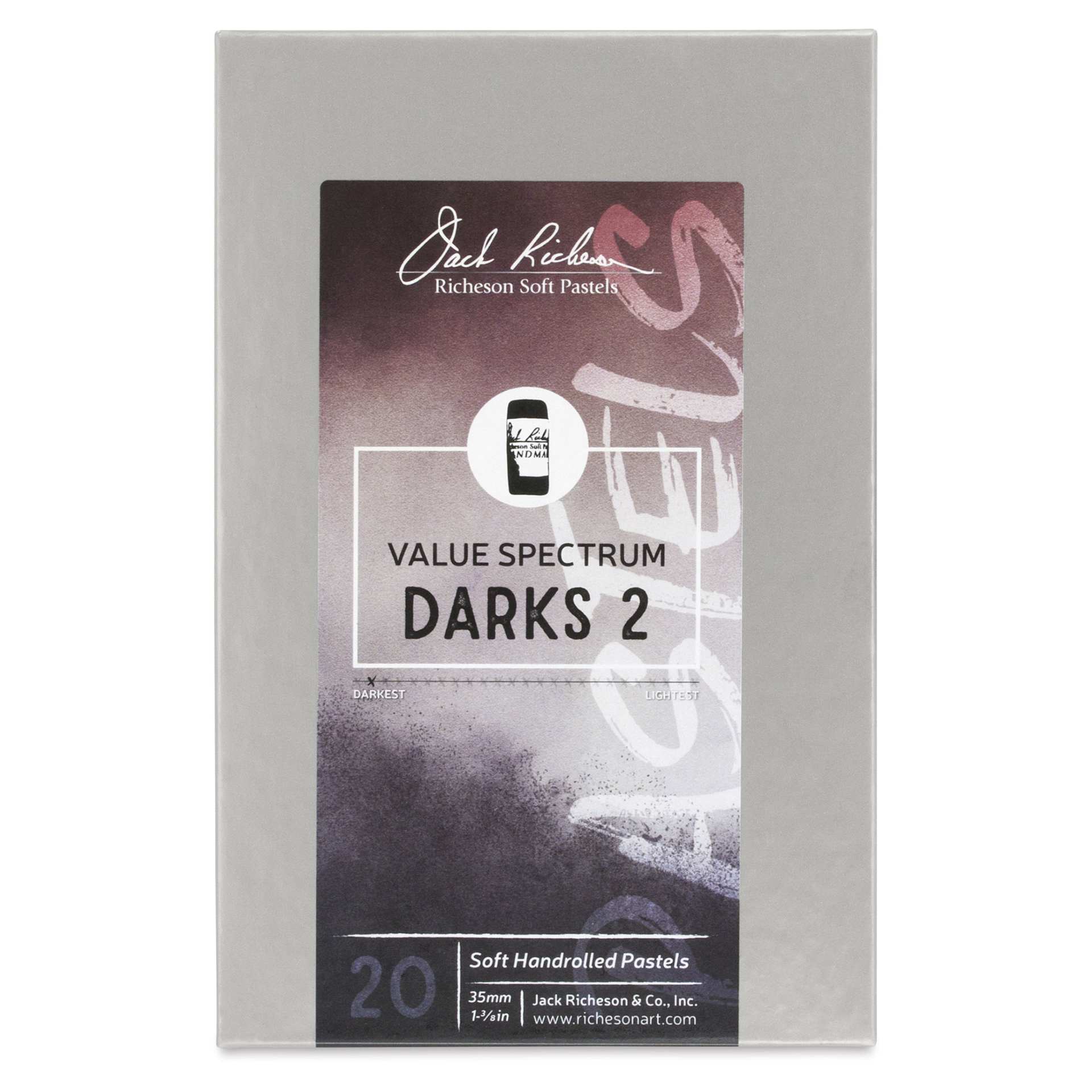 Richeson Soft Handrolled Pastels - Darks 2, Set of 20 - front of packaging