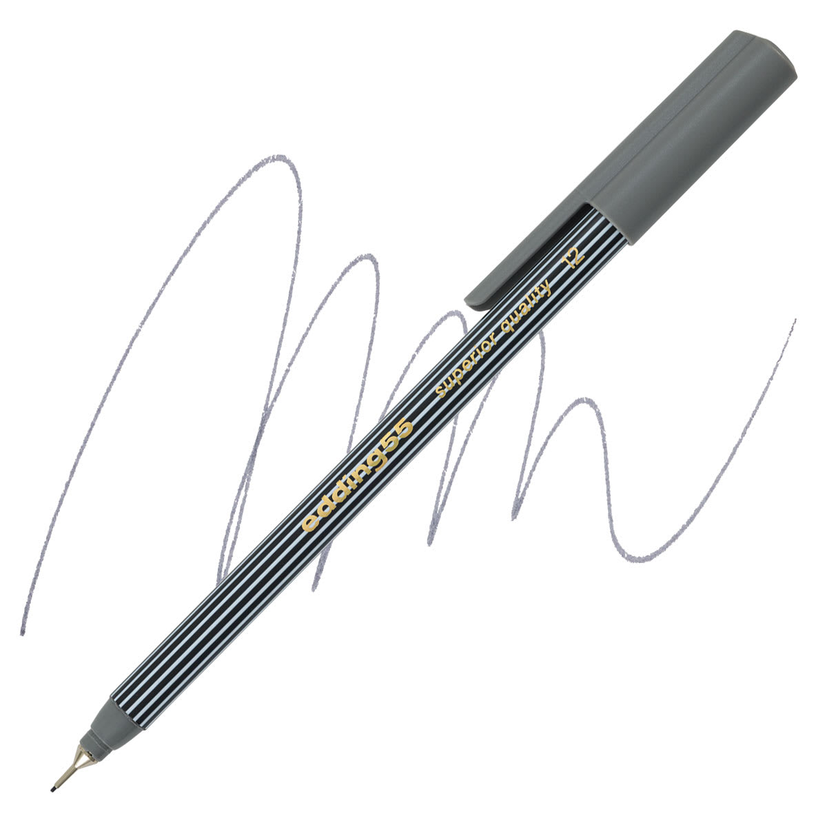 Edding 55 Fineliner Pen - Grey, 0.3mm pen and swatch