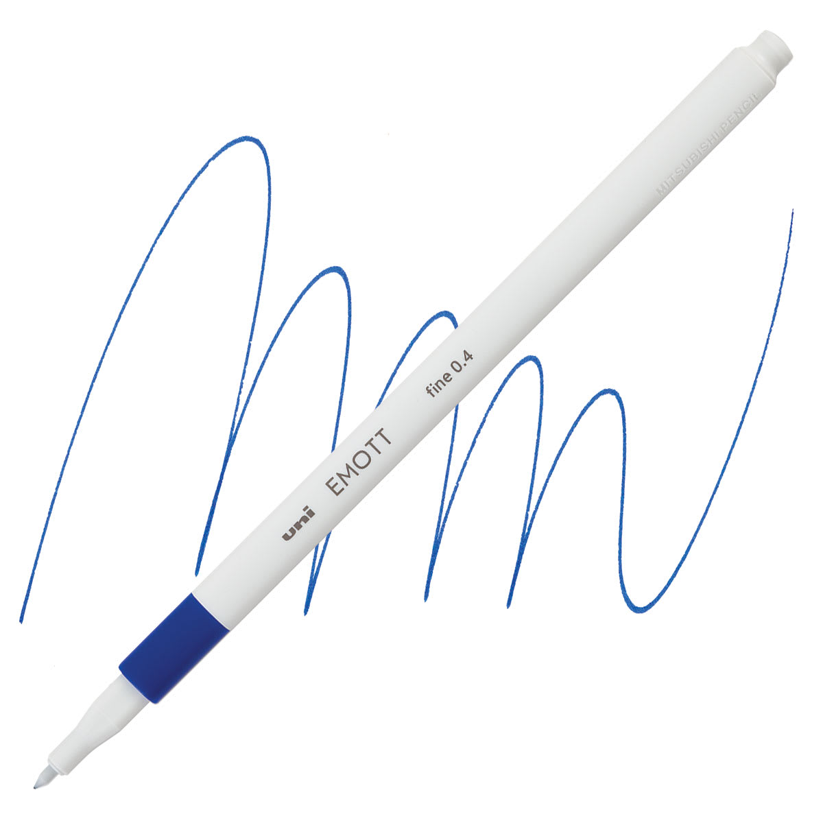 Uni Emott Fineliner - Blue pen and swatch