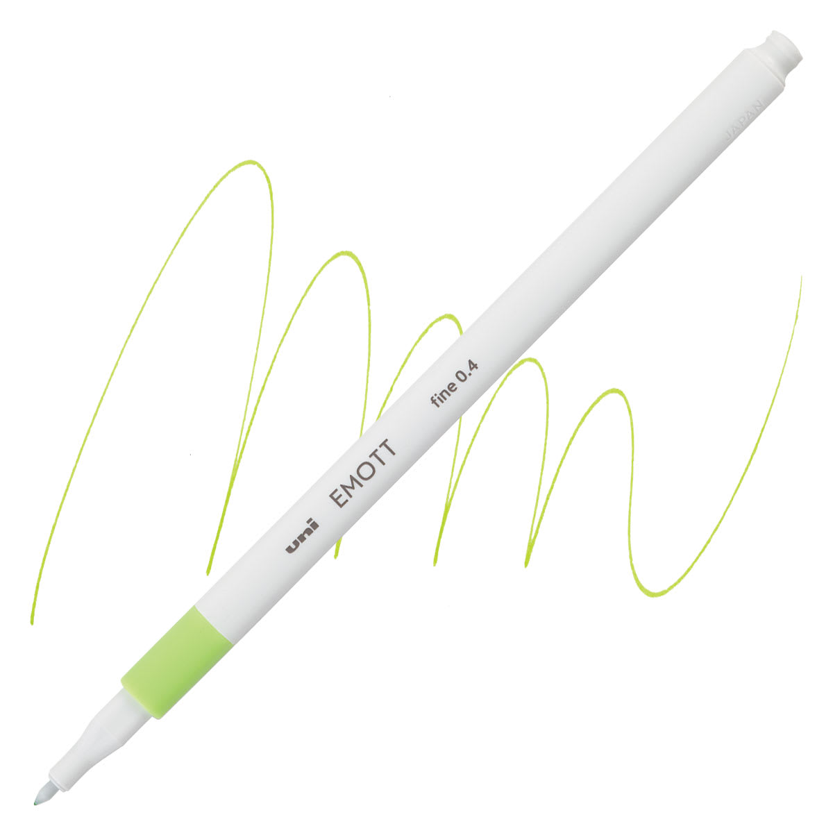 Uni Emott Fineliner - Light Green pen and swatch