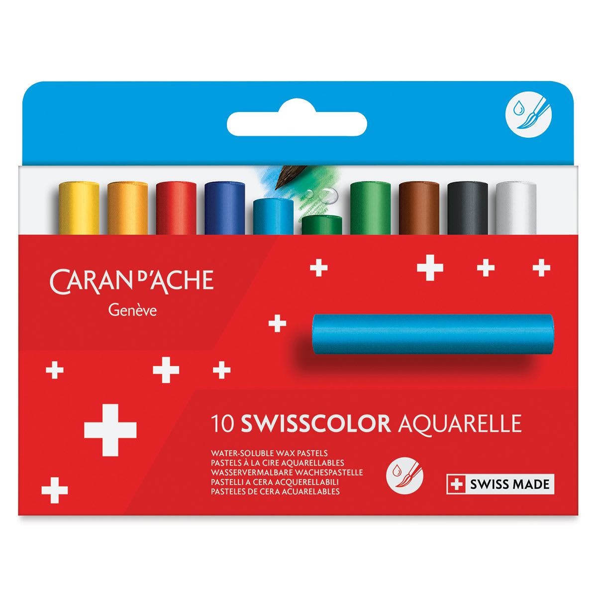 Caran d'Ache Swisscolor Water-Soluble Wax Pastels - Set of 10 (front of package)