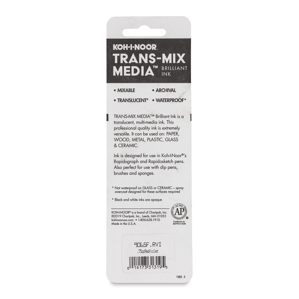 Koh-I-Noor Trans-Mix Media Brilliant Ink - 3/4 oz, Red Violet