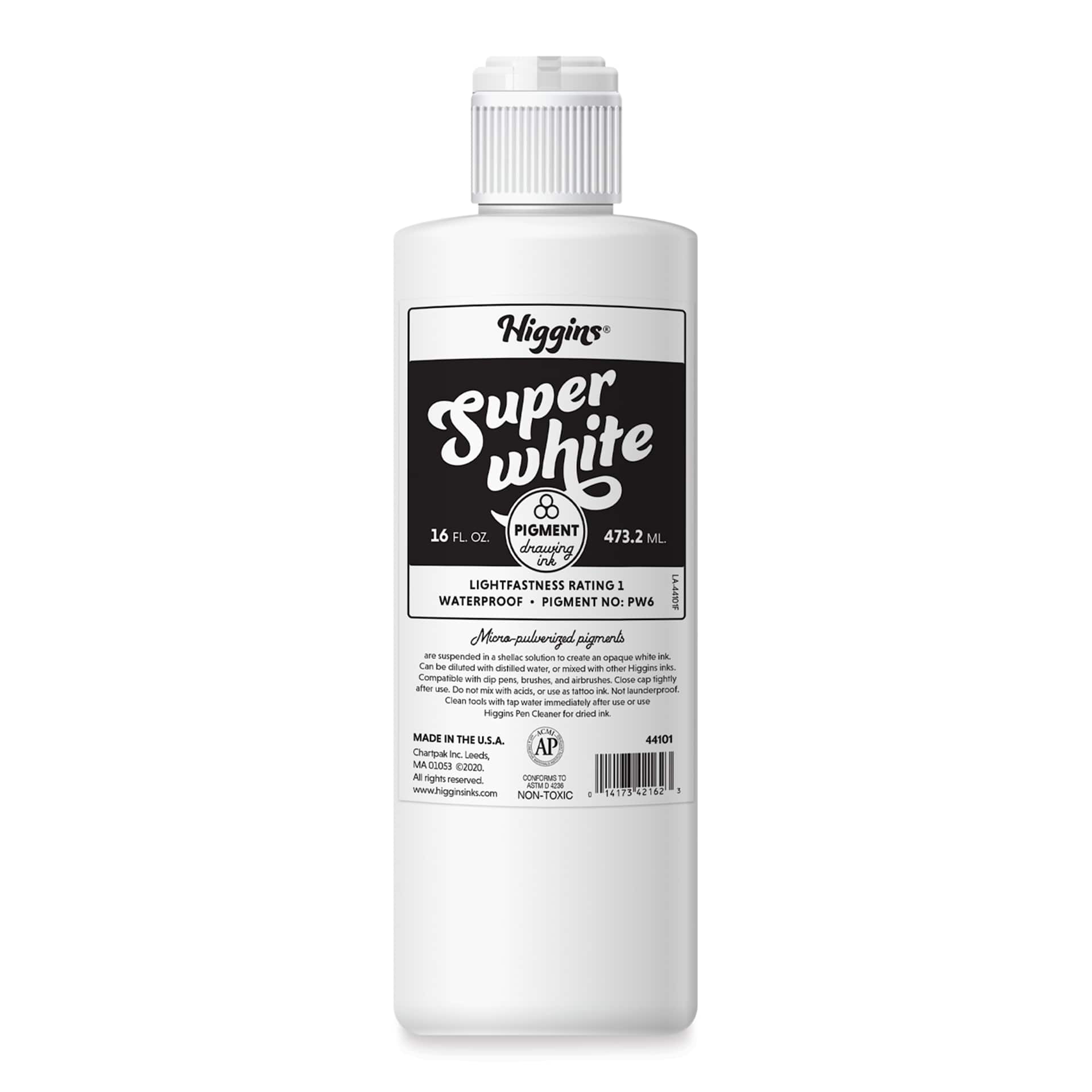 Higgins Dye-Based Drawing Ink - 16 oz, Super White, Waterproof, Pigment-Based Ink