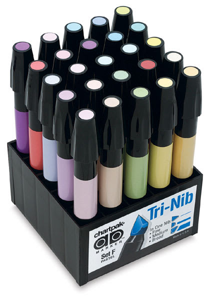 Chartpak Ad Markers - Pastel Colors, Set of 25