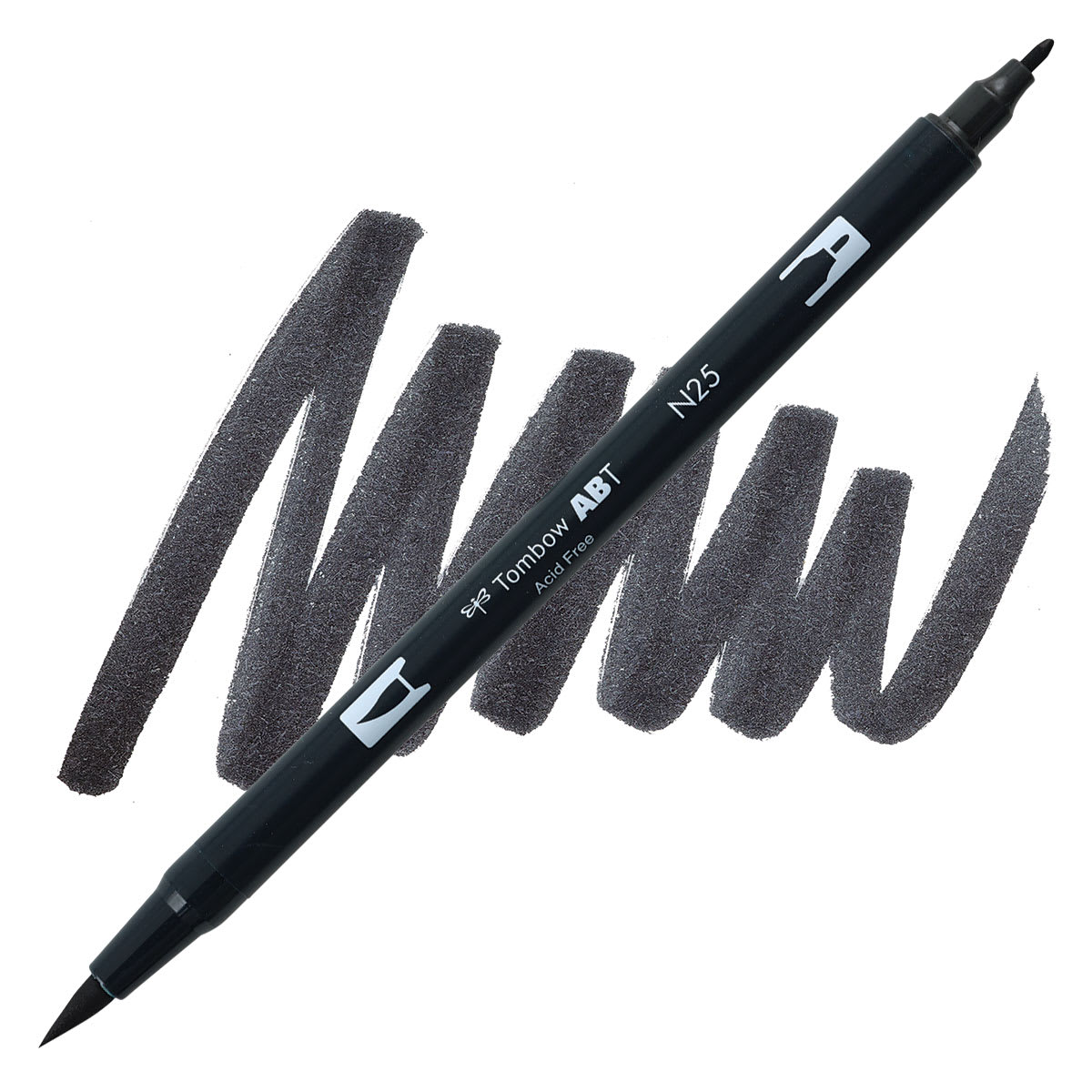 Tombow Dual Brush Pen - Lamp Black pen and swatch