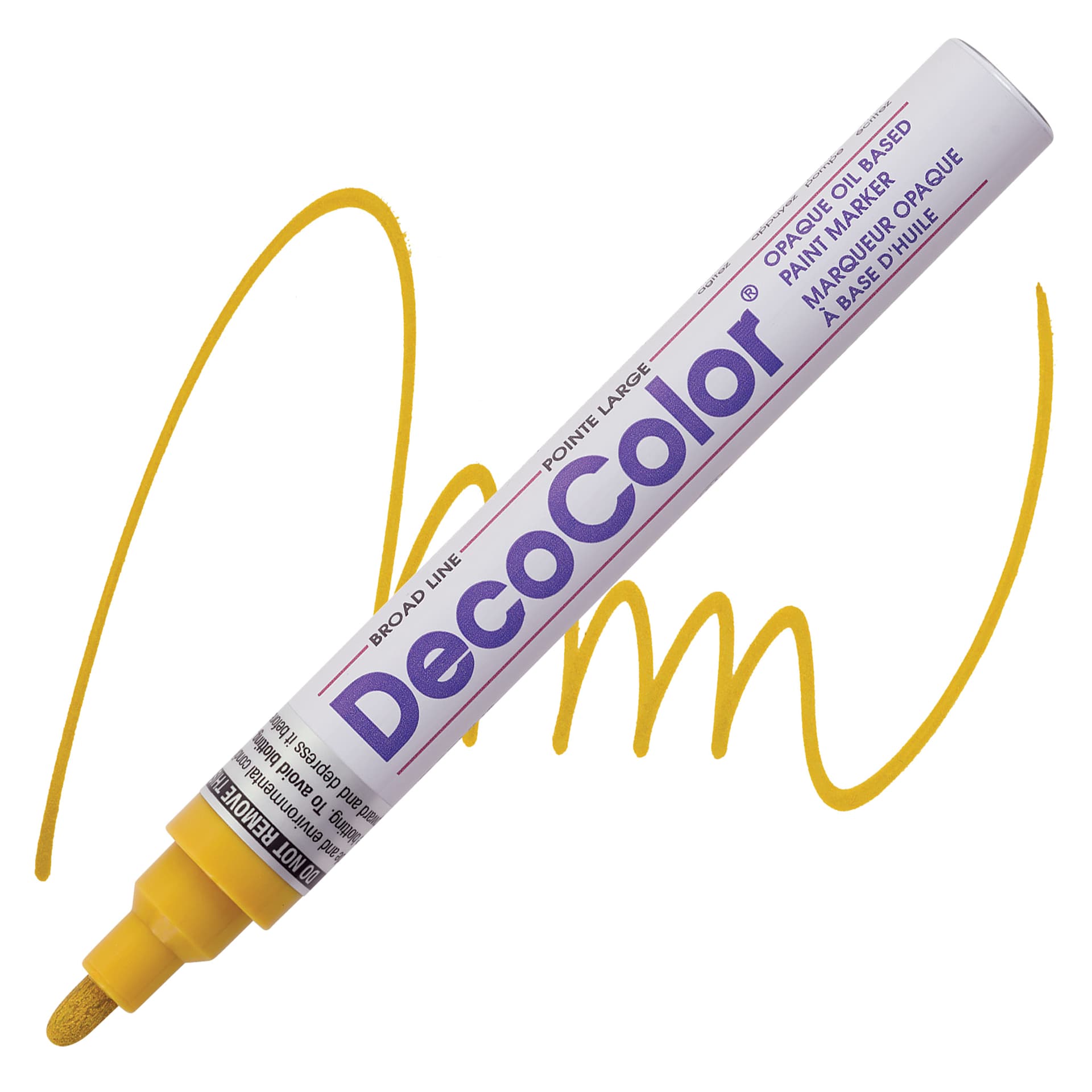 Decocolor Paint Marker - Mustard, Broad Tip marker and swatch
