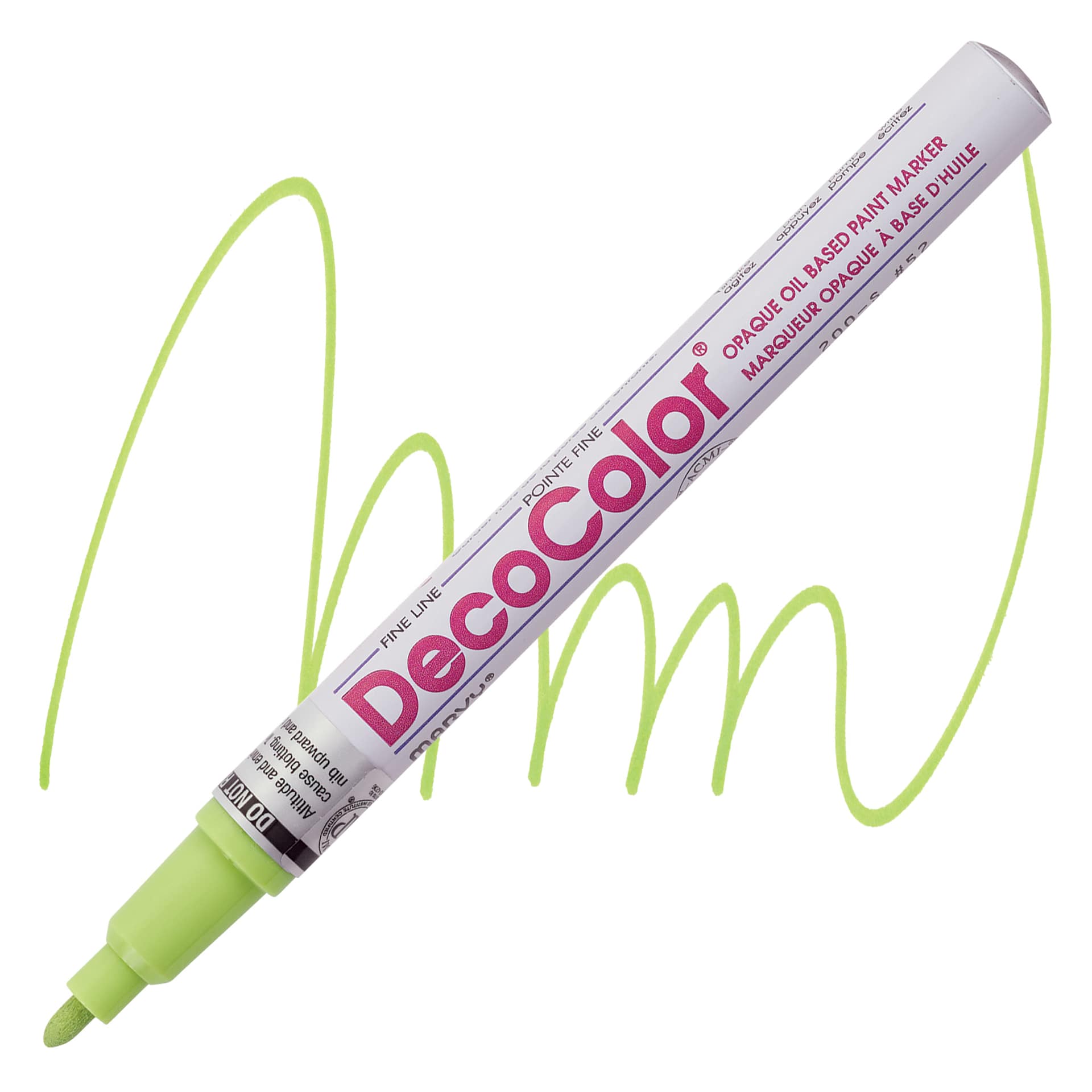 Decocolor Paint Marker - Lime Green, Fine Tip marker and swatch