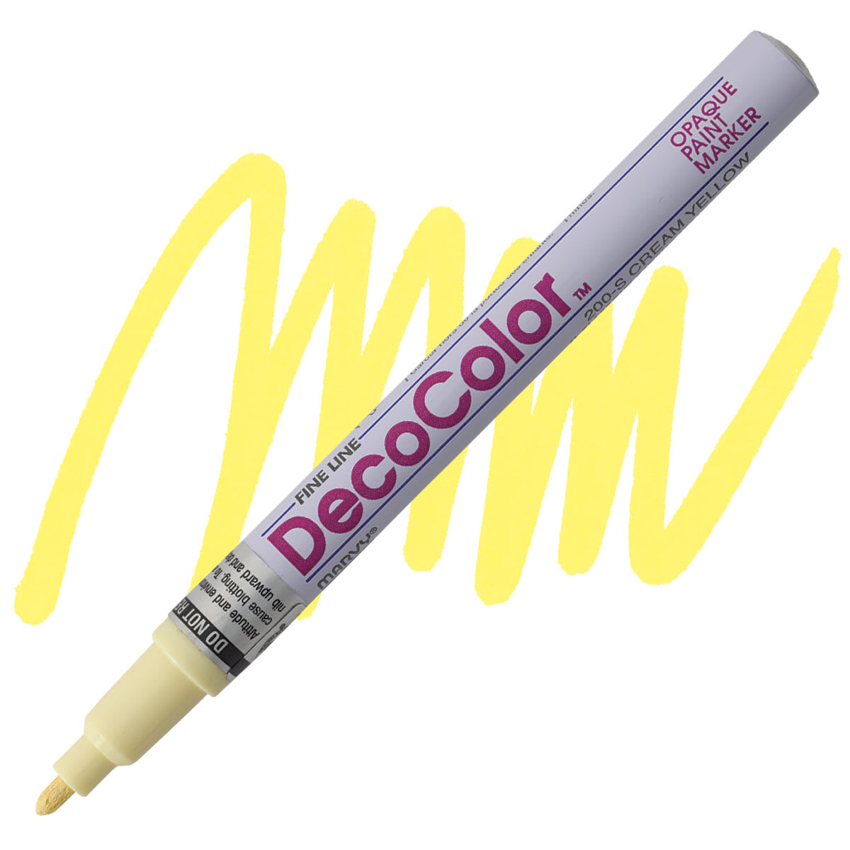 Decocolor Paint Marker - Cream Yellow, Fine Tip marker and swatch