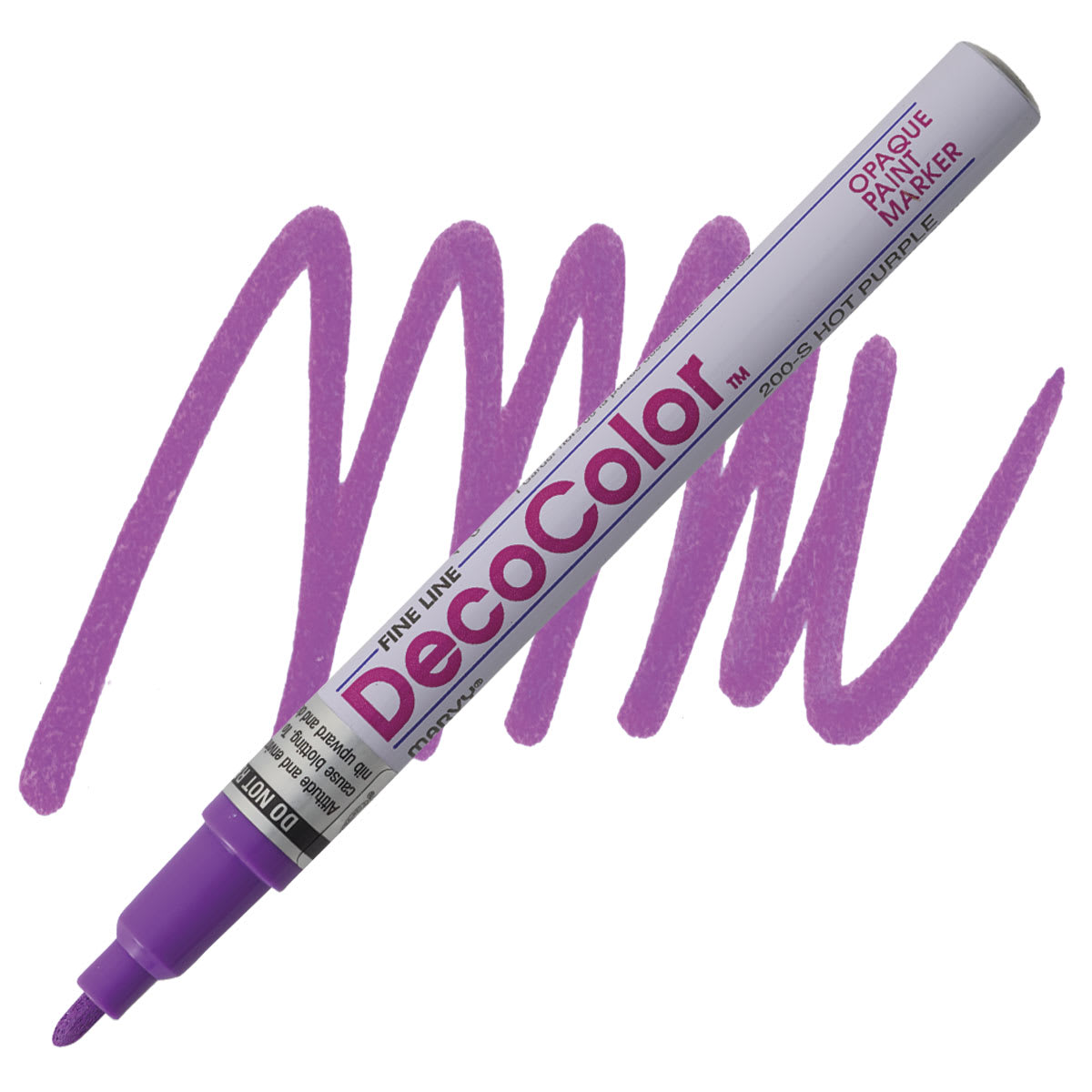 Decocolor Paint Marker - Hot Purple, Fine Tip marker and swatch