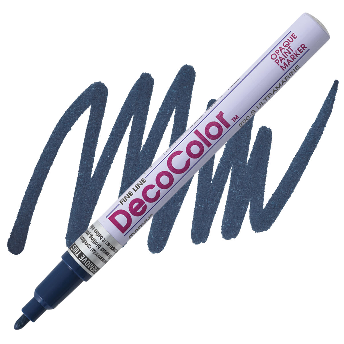 Decocolor Paint Marker - Ultramarine, Fine Tip marker and swatch