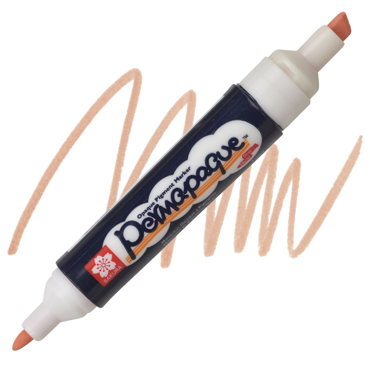 Sakura Permapaque Opaque Paint Marker - Pale Orange, Dual Point marker and swatch