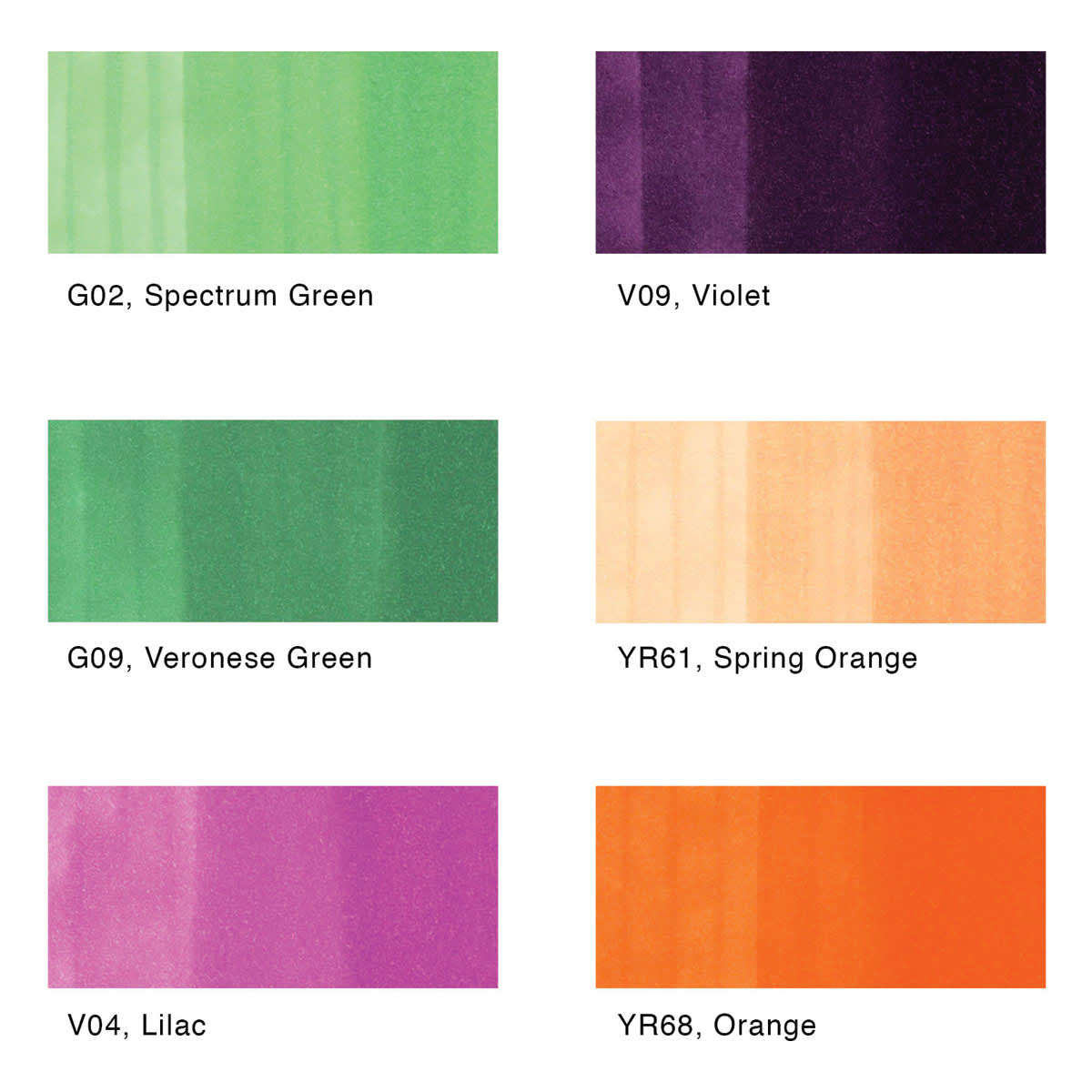 Copic Sketch Marker Set - Set of 6, Secondary Tones