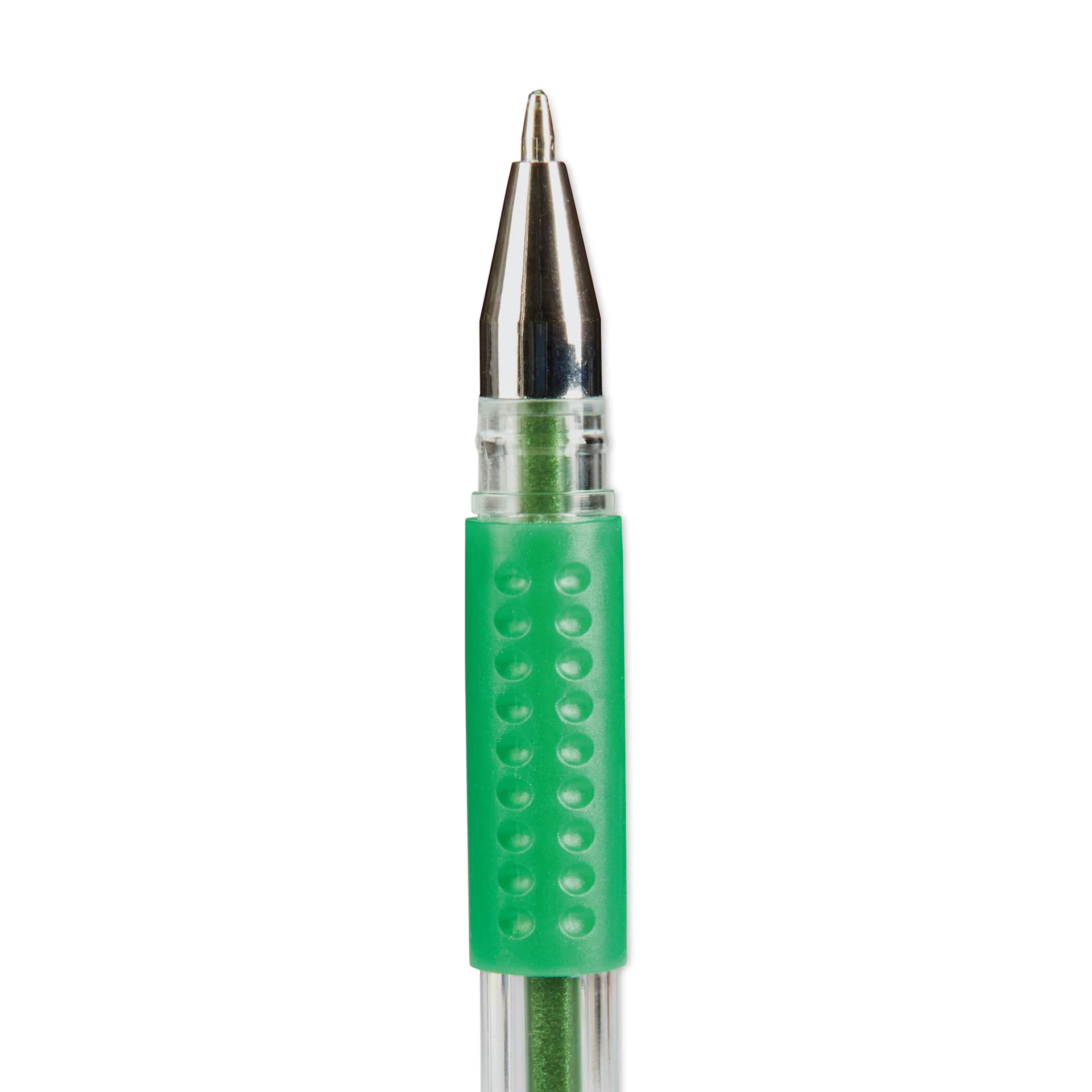 Kingart Studio Gel Pens - Set of 24, close-up of the rollerball nib of a single Earth Tone pen 