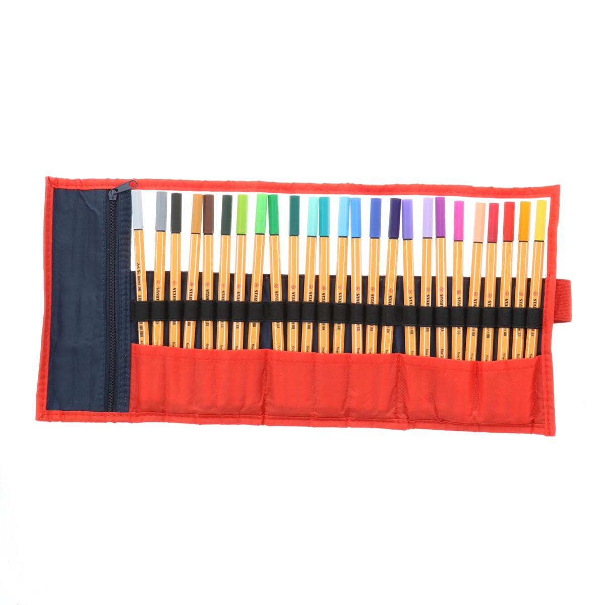 Stabilo Point 88 Fineliner Pens - Set of 25, Roller Case, Assorted Colors case unrolled