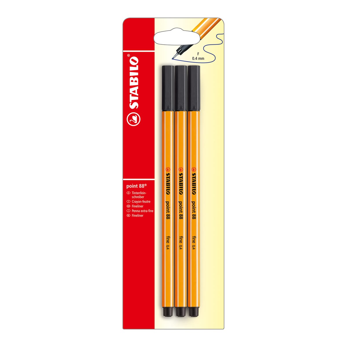 Stabilo Point 88 Fineliner Pens - Pkg of 3, Black