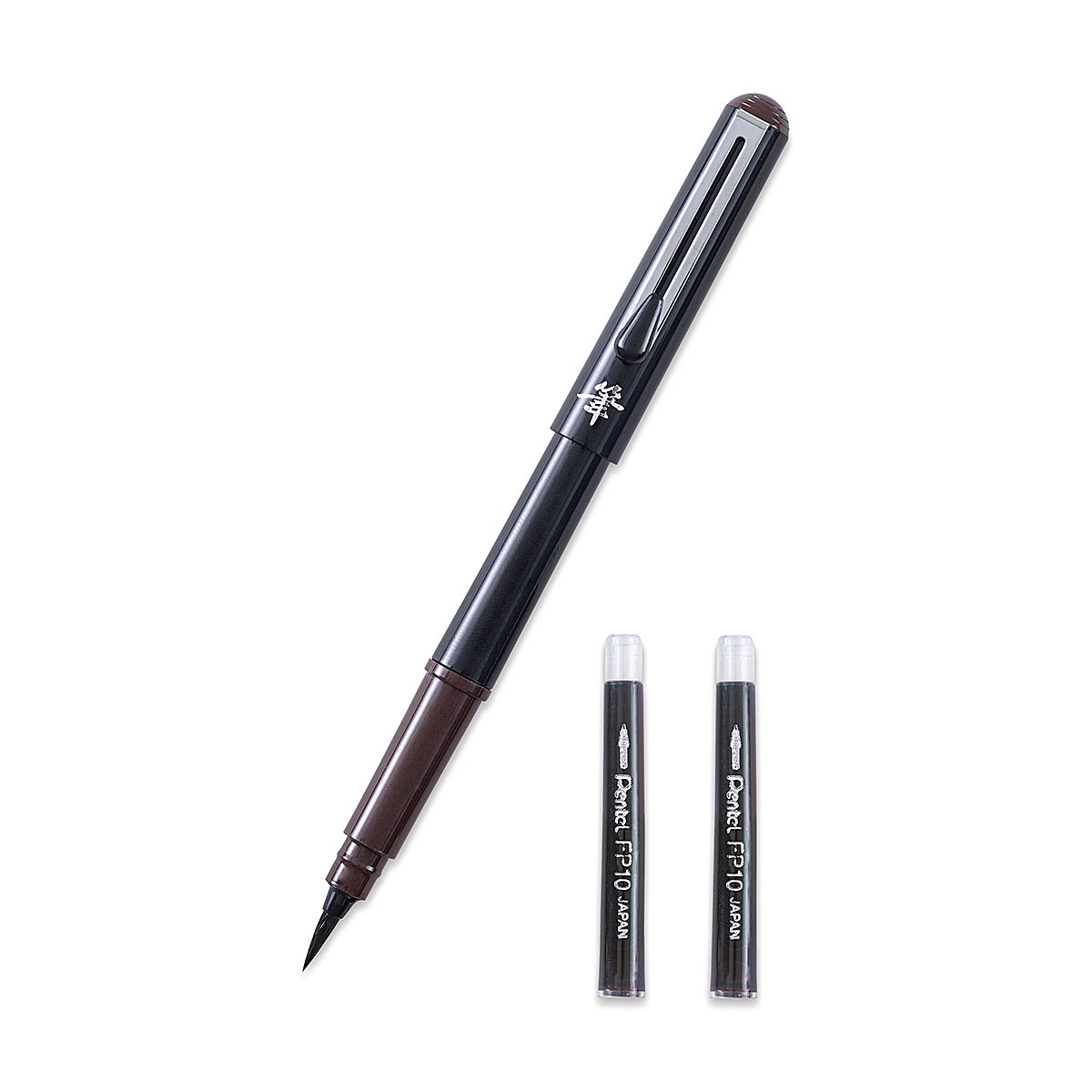 Pentel Pocket Brush Pen - Pen with 2 Refills, Sepia