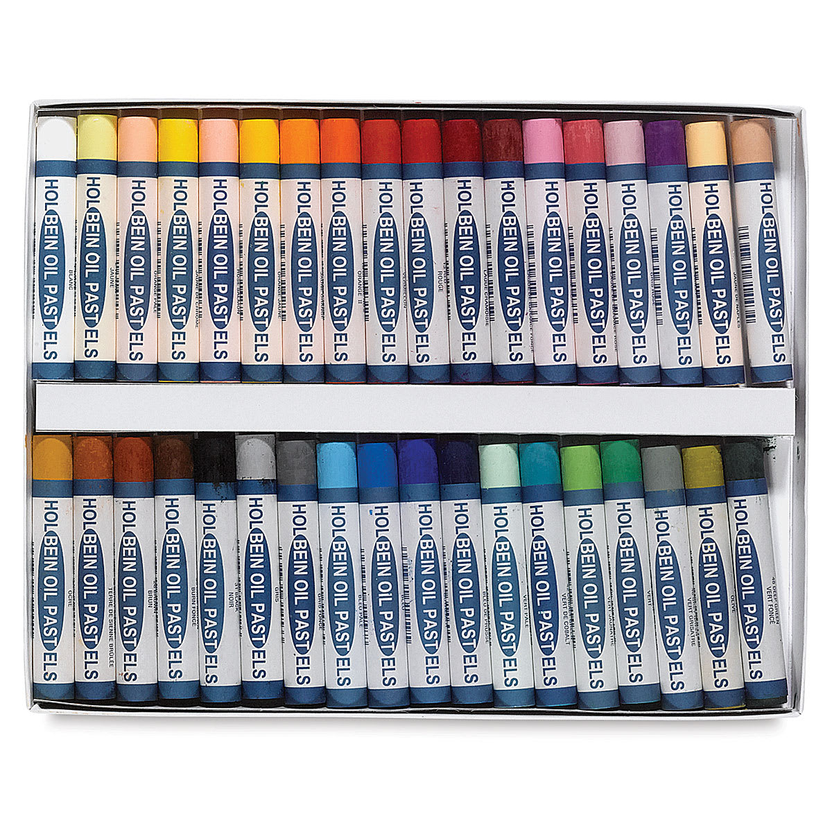 Holbein Academic Oil Pastel Sets - Set of 36 shown open in tray