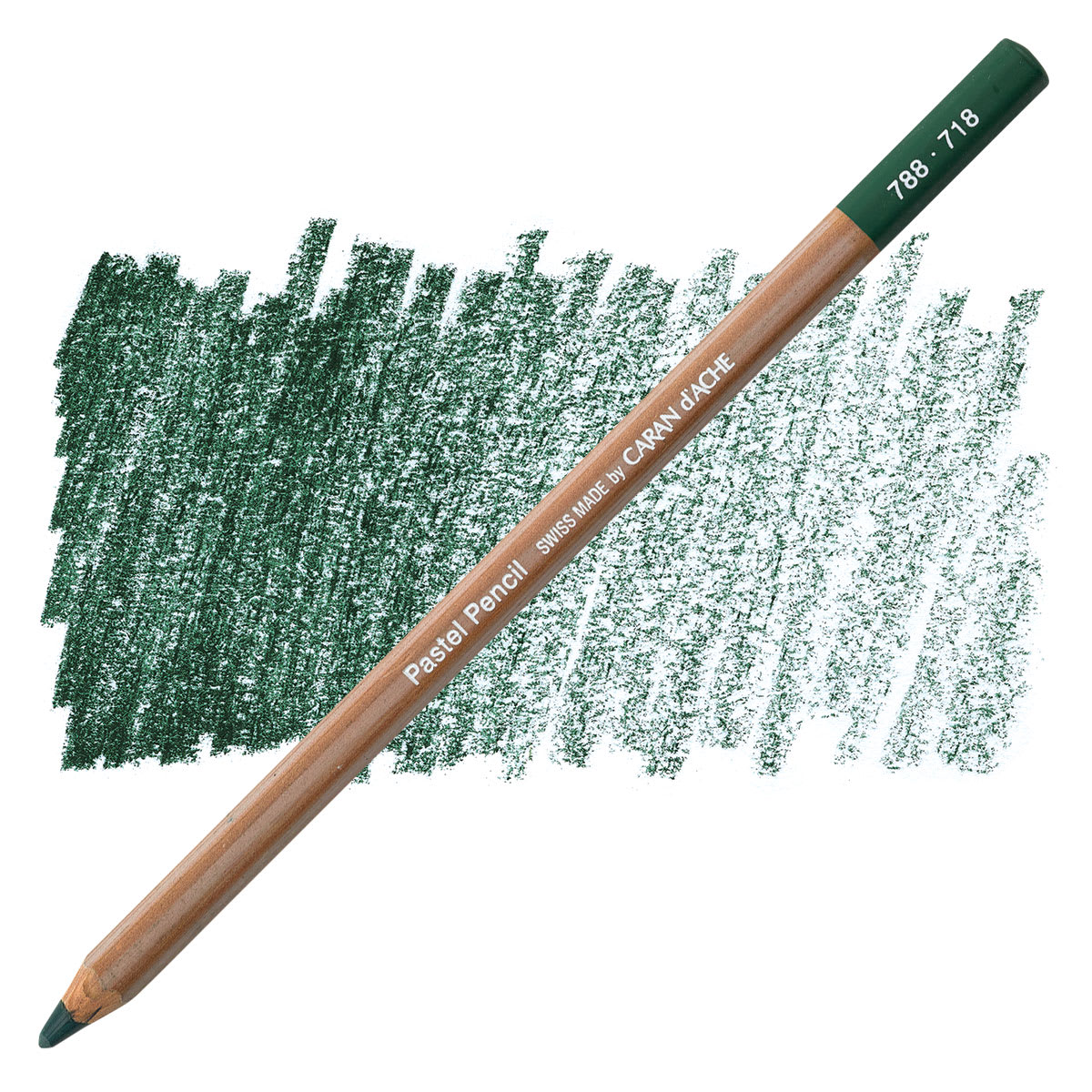 Caran d'Ache Pastel Pencil - Mid Phthalo Green pencil and swatch