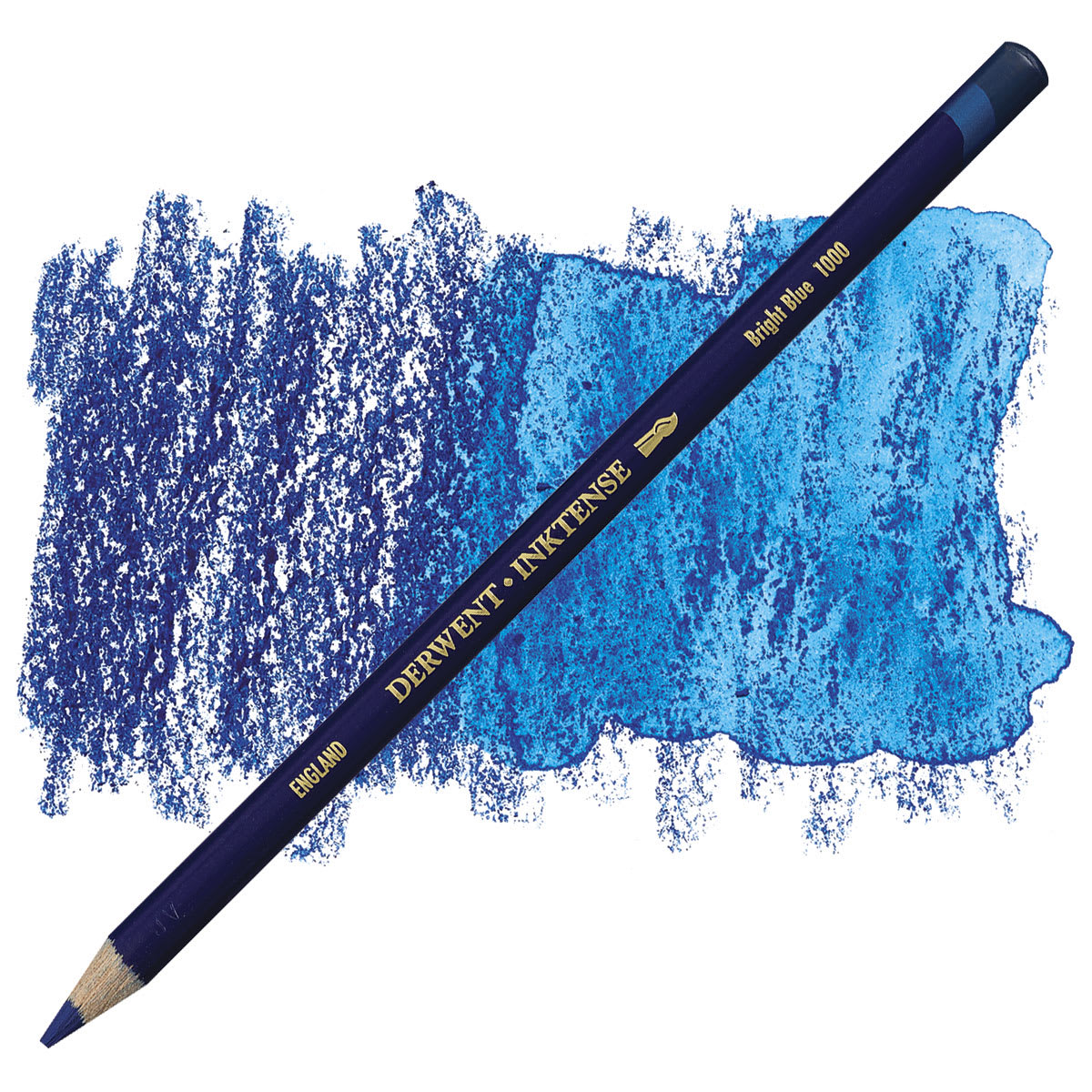Derwent Inktense Pencil - Bright Blue pencil and swatch