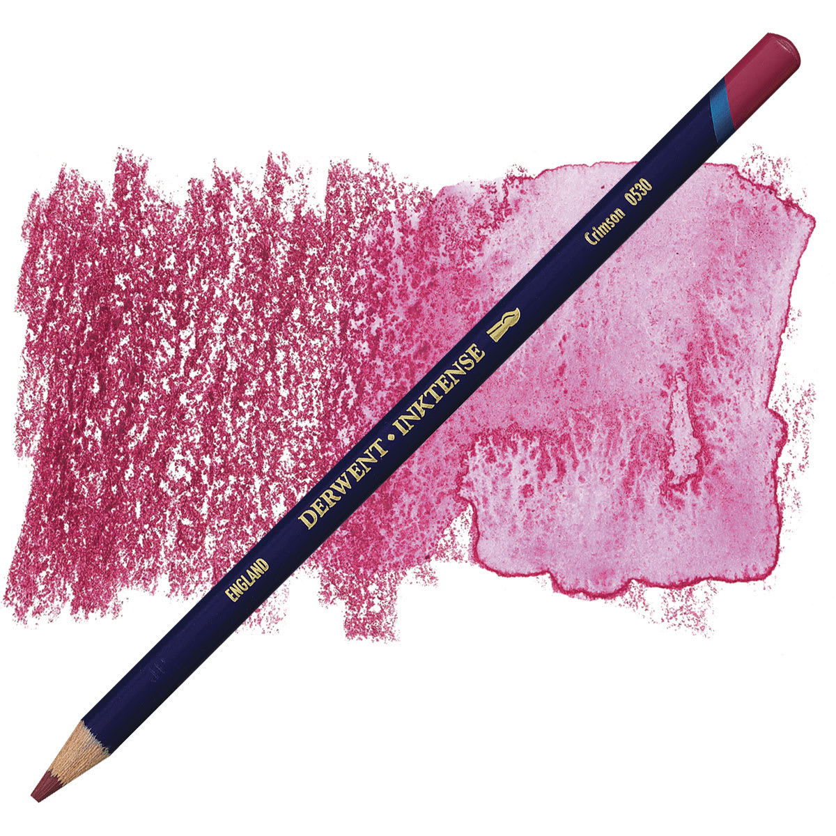 Derwent Inktense Pencil - Crimson pencil and swatch