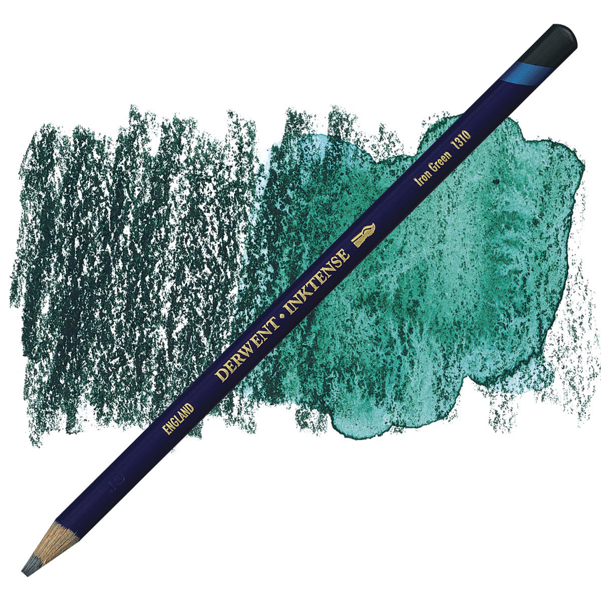 Derwent Inktense Pencil - Iron Green pencil and swatch