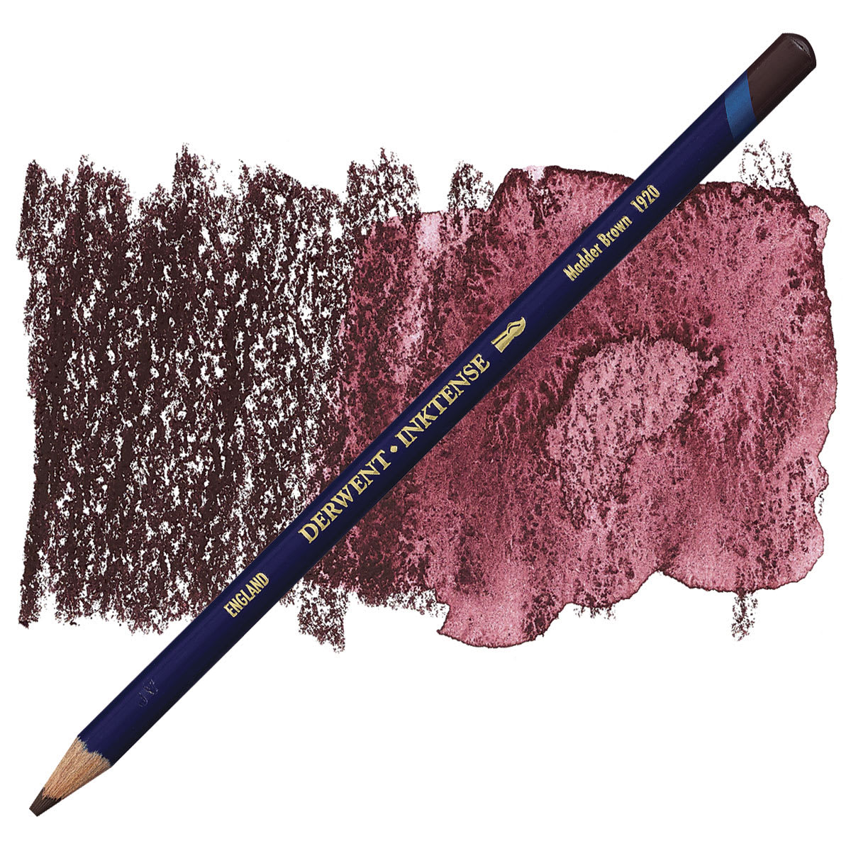 Derwent Inktense Pencil - Madder Brown pencil and swatch