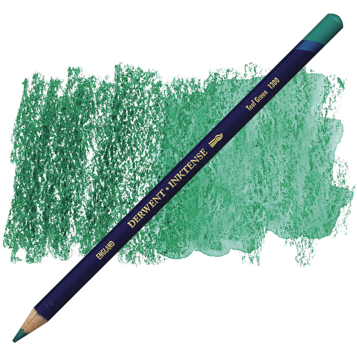 Derwent Inktense Pencil - Teal Green pencil and swatch