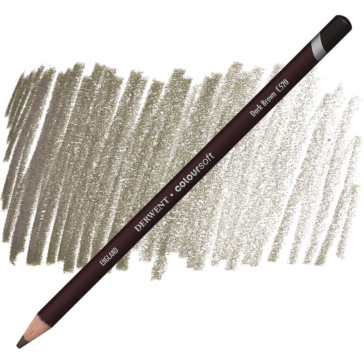 Derwent Coloursoft Pencil - Dark Brown pencil and swatch