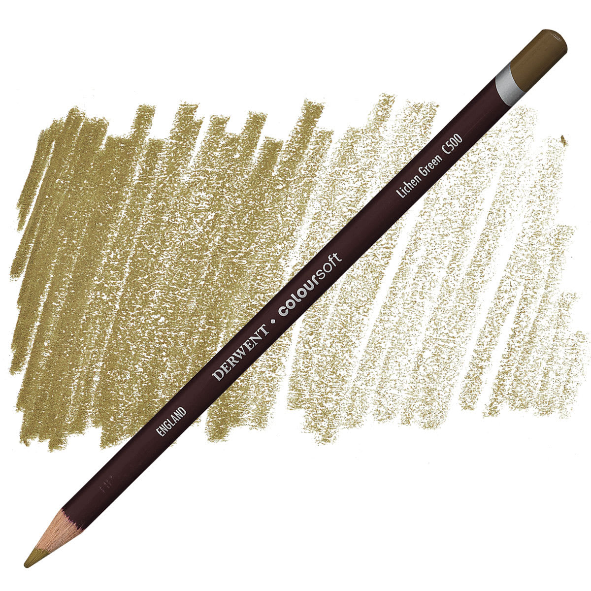 Derwent Coloursoft Pencil - Lichen Green pencil and swatch