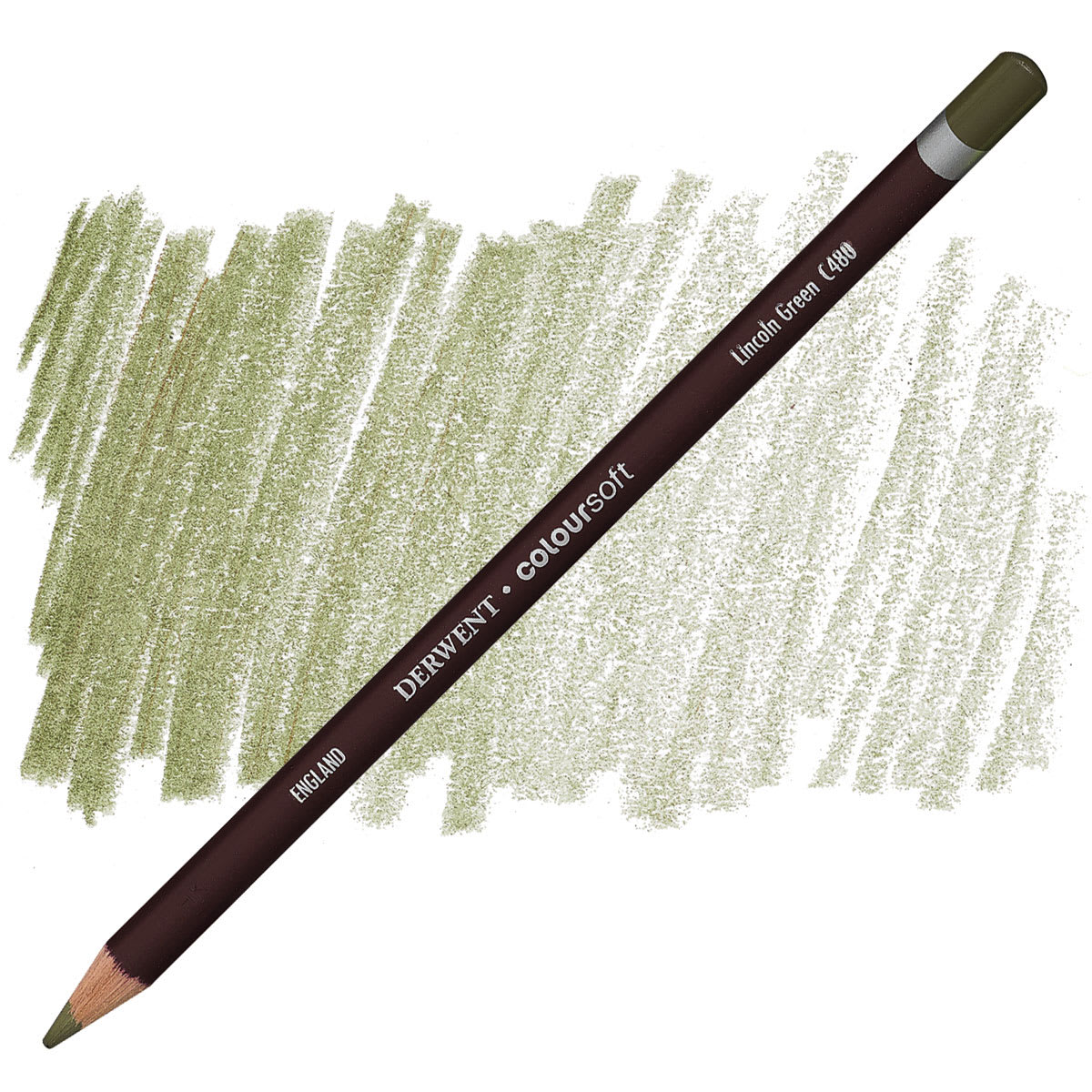 Derwent Coloursoft Pencil - Lincoln Green pencil and swatch