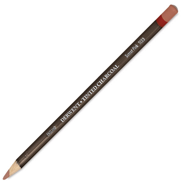 Derwent Tinted Charcoal Pencil - Single Sunset Pink pencil shown angled