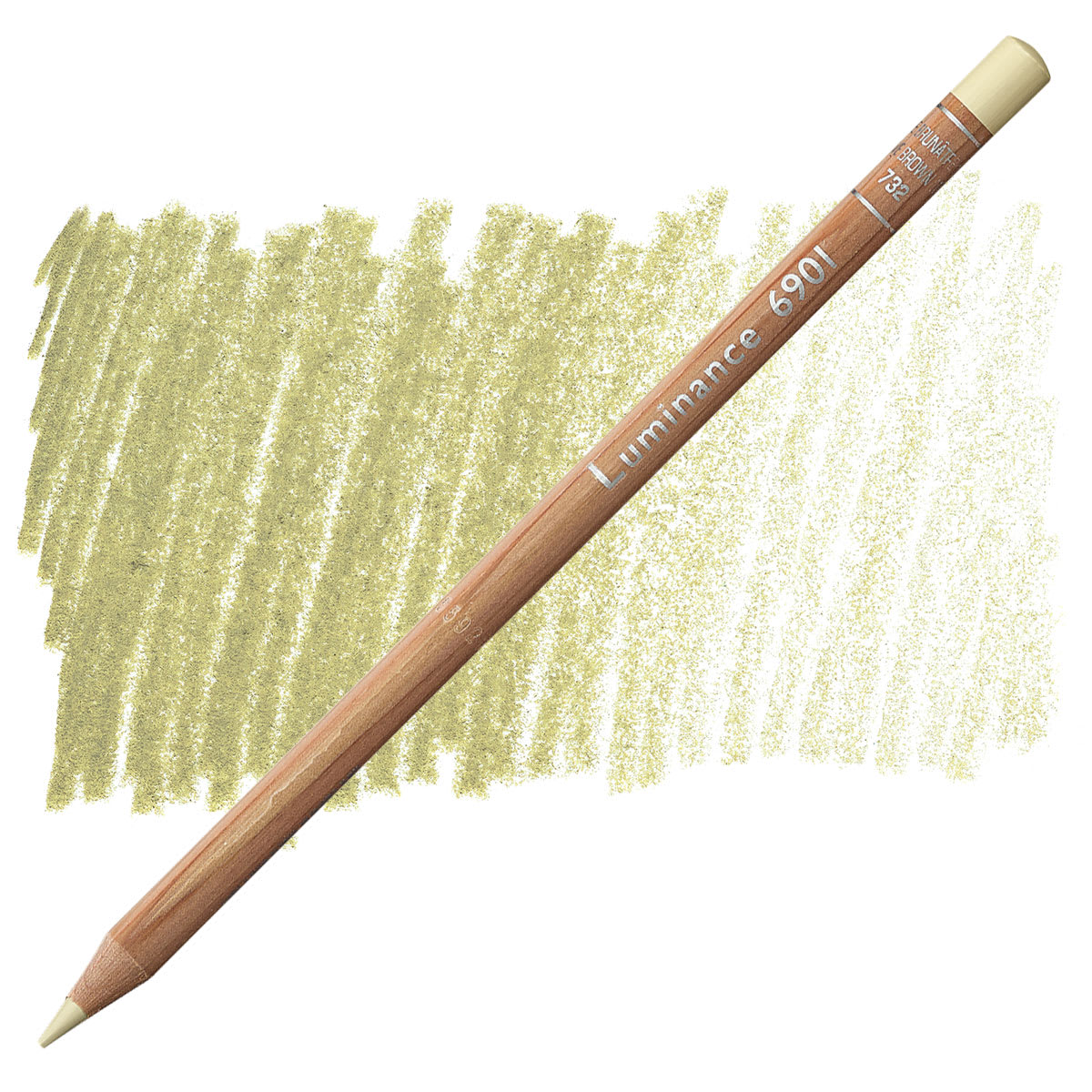 Caran d'Ache Luminance Colored Pencil - Olive Brown 10% pencil and swatch