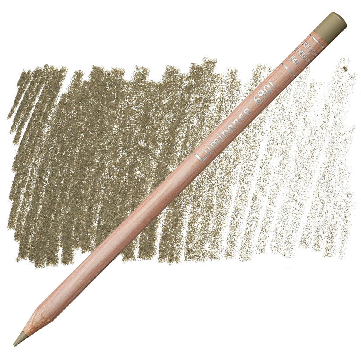 Caran d'Ache Luminance Colored Pencil - Raw Umber 50% pencil and swatch
