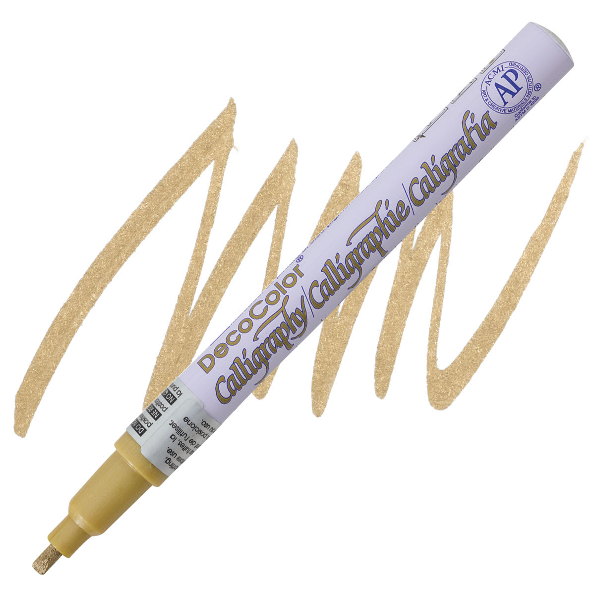 Decocolor Calligraphy Paint Marker - 2 mm Tip, Gold marker and swatch