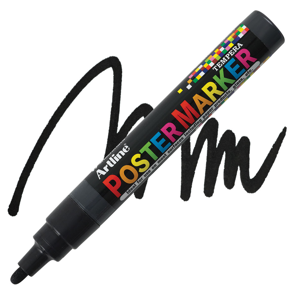 Artline Poster Markers - 4 mm Tip, Black marker and swatch