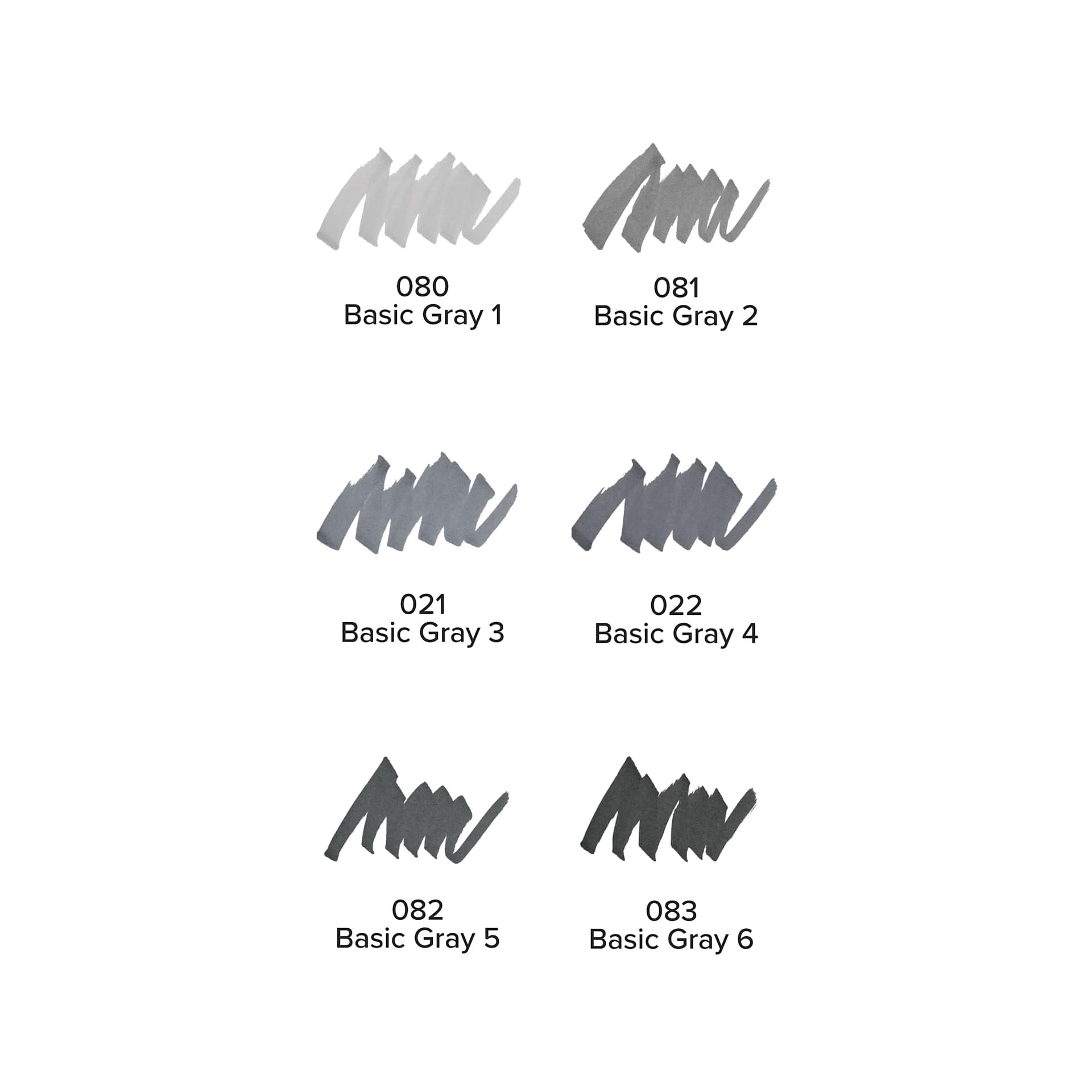 Blick Studio Double-Ended Alcohol Art Markers - Gray Tones, Set of 6, swatches