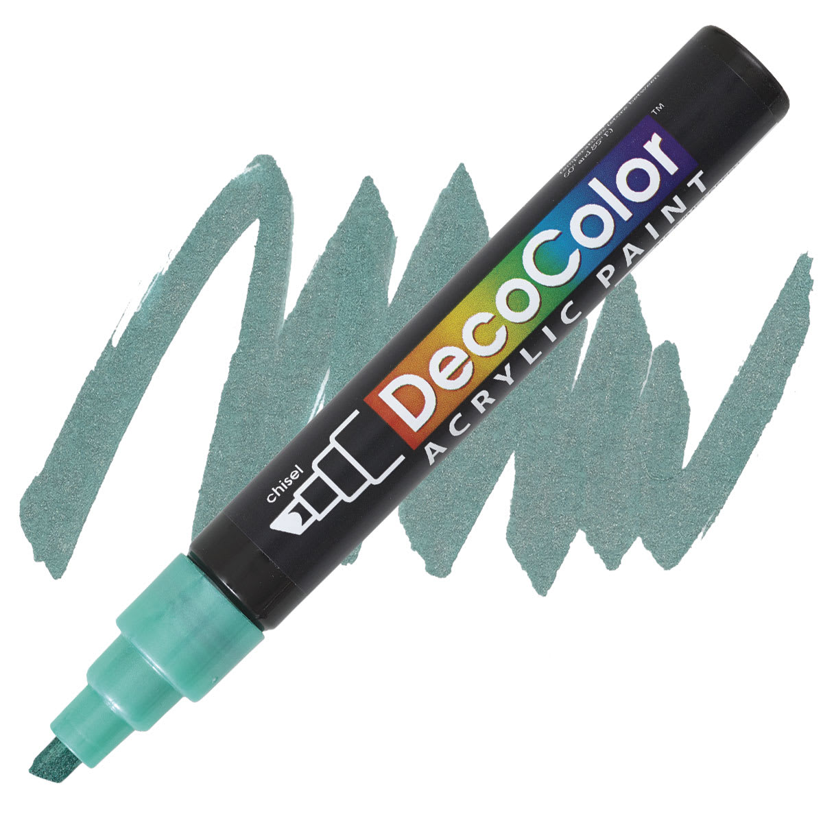 Decocolor Acrylic Paint Marker - Metallic Green marker and swatch