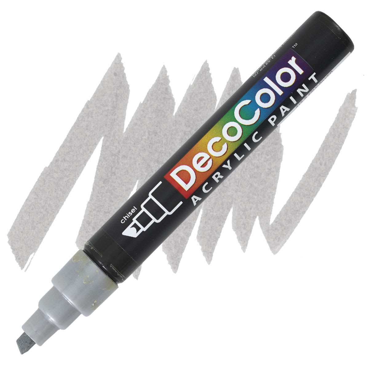 Decocolor Acrylic Paint Marker - Metallic Silver marker and swatch