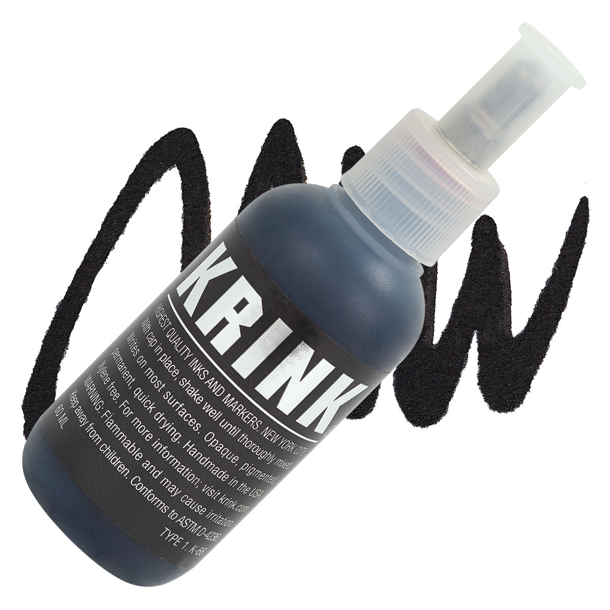 KRINK K-66 Steel Tip Paint Marker - Black marker and swatch