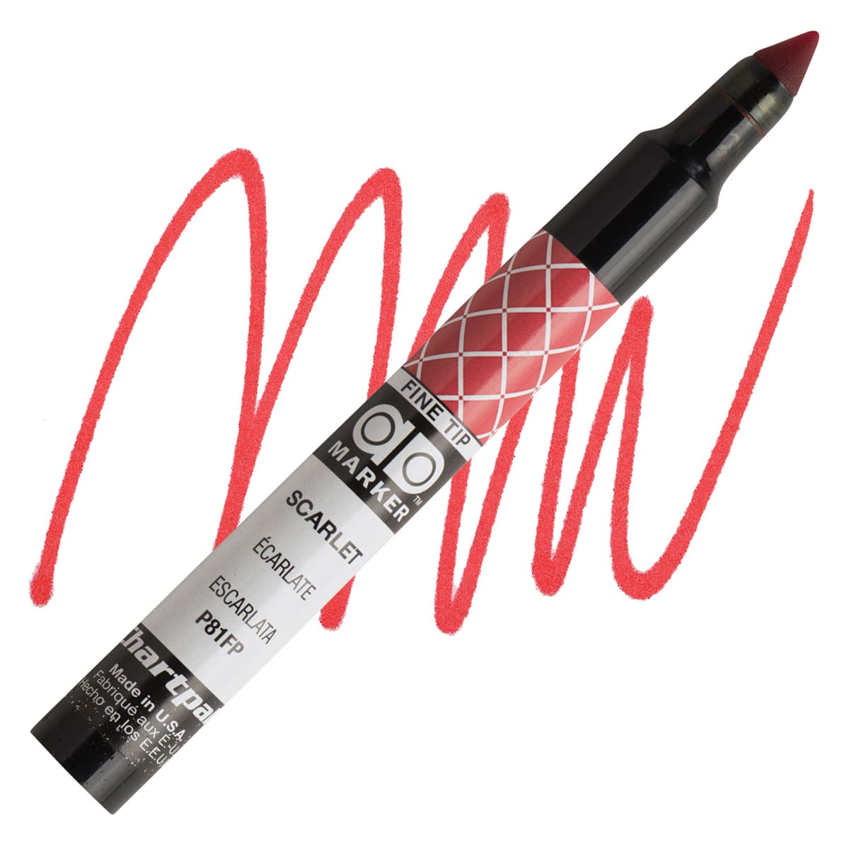 Chartpak Fine Tip Ad Marker - Scarlet marker and swatch