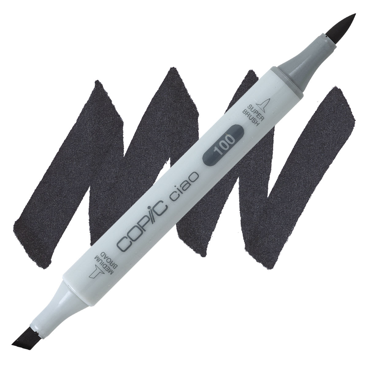 Copic Ciao Double Ended Marker - Black 100 marker and swatch
