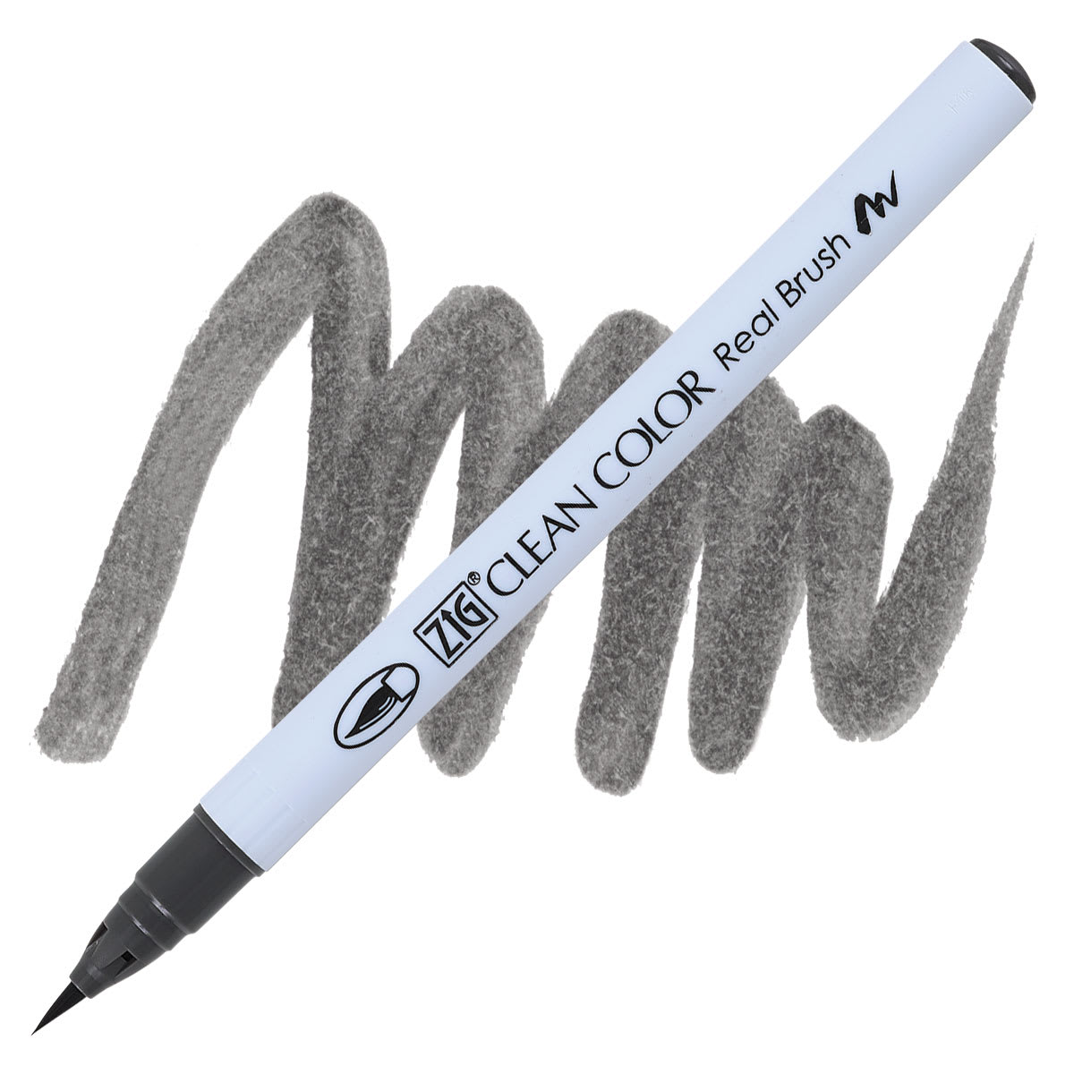 Kuretake Zig Clean Color Real Brush Pen - Dark Gray pen and swatch