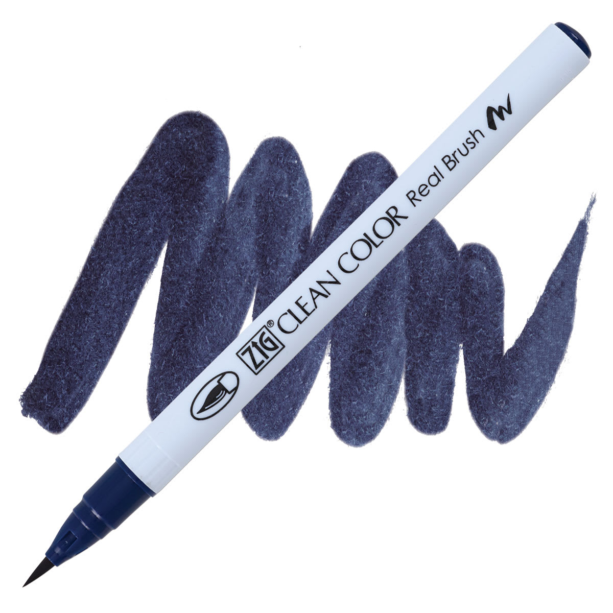 Kuretake Zig Clean Color Real Brush Pen - Deep Blue pen and swatch
