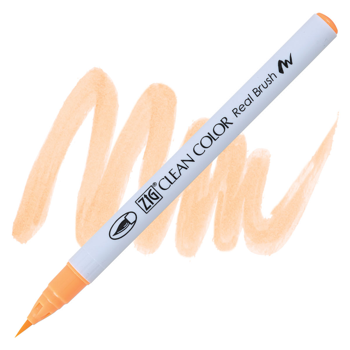 Kuretake Zig Clean Color Real Brush Pen - Fluorescent Orange pen and swatch